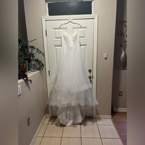 White Layered Wedding Dress with Belt included